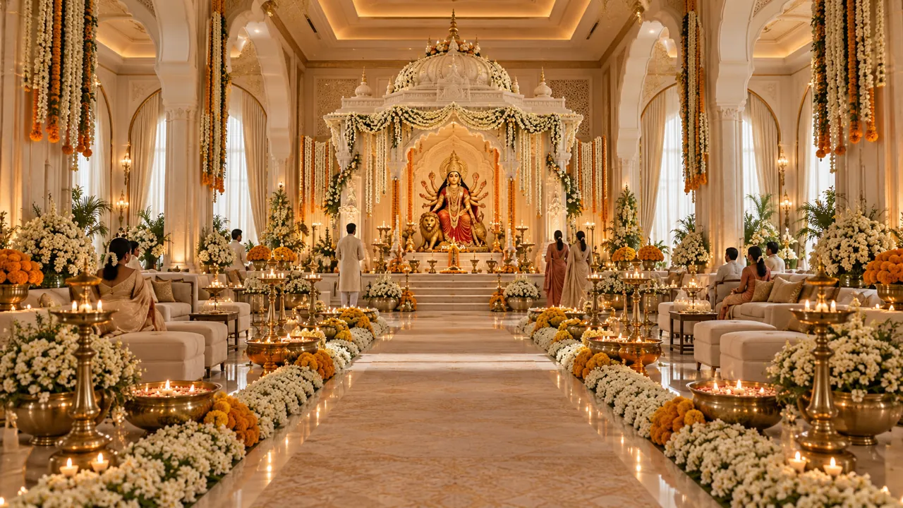 Artistic impression of a gold and marigold darbar